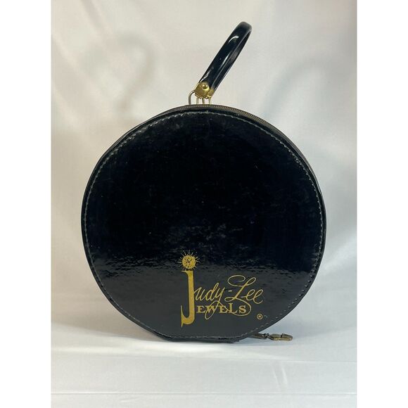 Vintage BIack Round Judy Lee Jewels Case for Jewelry /Storage/ Display Hat Box - Picture 1 of 9